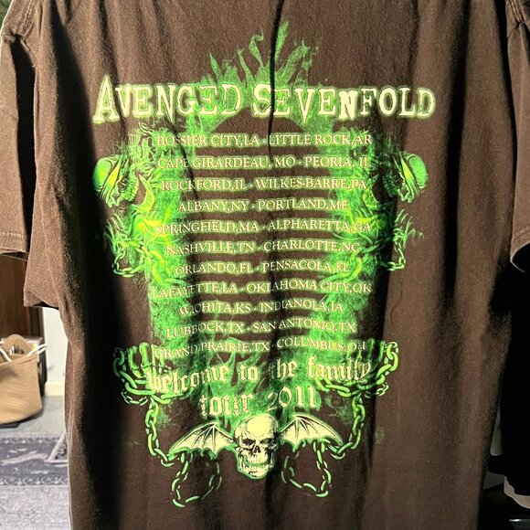 Avenged Sevenfold Black Graphic Print Skull 2011 Concert Tour Tee T-Shirt SZ XL - Picture 4 of 4